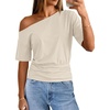 MEROKEETY Women’s Off The Shoulder Summer Short Sleeve Going Out Y2k Tops(Apricot)