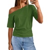 MEROKEETY Women’s Off The Shoulder Summer Short Sleeve Going Out Y2k Tops(Green)