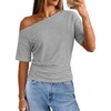 MEROKEETY Women’s Off The Shoulder Summer Short Sleeve Going Out Y2k Tops(Stripedblack)