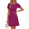 MEROKEETY Women’s Summer Business Casual Work Office Mini Dress(Fuchsia)