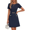 MEROKEETY Women’s Summer Business Casual Work Office Mini Dress(Navy)