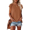 MEROKEETY Womens Summer Cap Sleeve Tops Business Dressy T Shirts 2026(Brown)