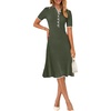 MEROKEETY Womens Summer Ribbed Work V Neck Bodycon Midi Dress 2026(Armygreen)