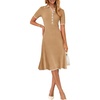 MEROKEETY Womens Summer Ribbed Work V Neck Bodycon Midi Dress 2026(Camel)