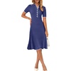 MEROKEETY Womens Summer Ribbed Work V Neck Bodycon Midi Dress 2026(Navy)