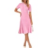 MEROKEETY Womens Summer Ribbed Work V Neck Bodycon Midi Dress 2026(Pink)
