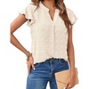 MEROKEETY Womens Summer Ruffle Sleeve V Neck Blouse Casual Shirts(Apricot)