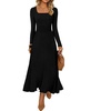 MEROKEETY Women’s Sweater Dress Fall Winter Church Midi Dresses(Black)