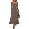 MEROKEETY Women’s Sweater Dress Fall Winter Church Midi Dresses(Coffee)