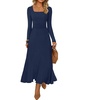 MEROKEETY Women’s Sweater Dress Fall Winter Church Midi Dresses(Navy)