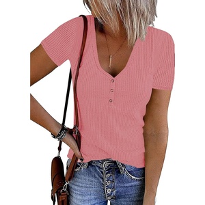 MEROKEETY Womens 2026 Summer Short Sleeve Tops Casual T Shirts(Darkpink)