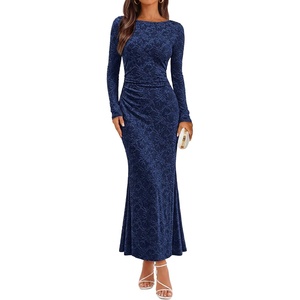MEROKEETY Women’s Fall Wedding Guest Formal Floral Maxi Dresses(Navy)