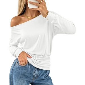 MEROKEETY Women’s Off The Shoulder Tops Long Sleeve Fall Going Out Shirts(White)