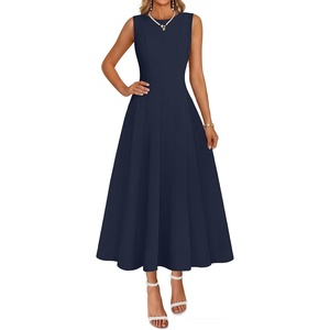 MEROKEETY Women’s Semi Formal Cocktail Wedding Guest A Line Maxi Dresses(Navy)