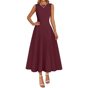 MEROKEETY Women’s Semi Formal Cocktail Wedding Guest A Line Maxi Dresses(Wine)
