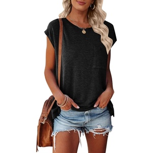 MEROKEETY Womens Summer Cap Sleeve Tops Business Dressy T Shirts 2026(Black)