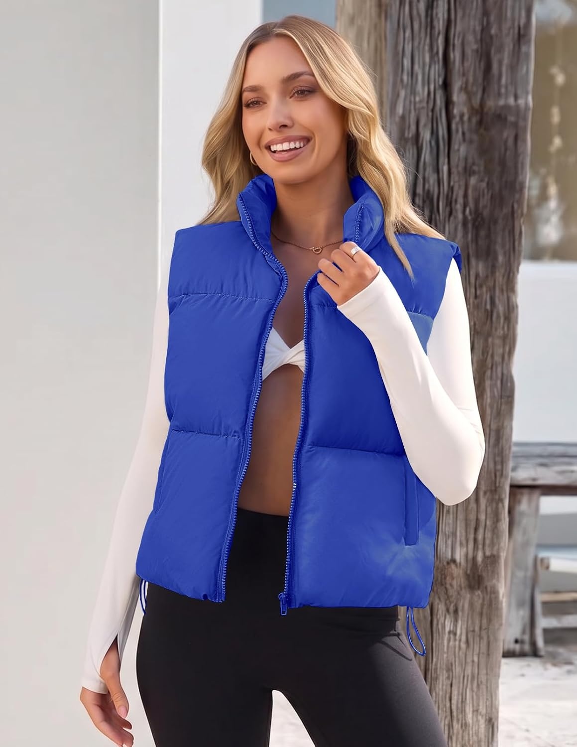image:imageMEROKEETY Puffer Vest Women 2026 Fall Winter Sleeveless CoatRoyal