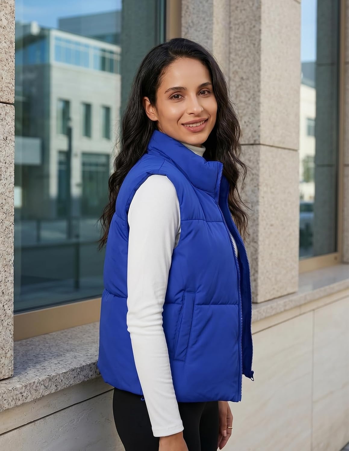 image:imageMEROKEETY Puffer Vest Women 2026 Fall Winter Sleeveless CoatRoyal
