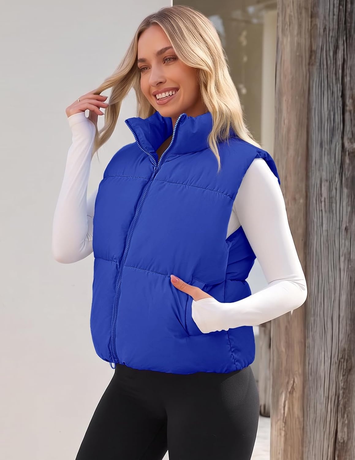 image:imageMEROKEETY Puffer Vest Women 2026 Fall Winter Sleeveless CoatRoyal