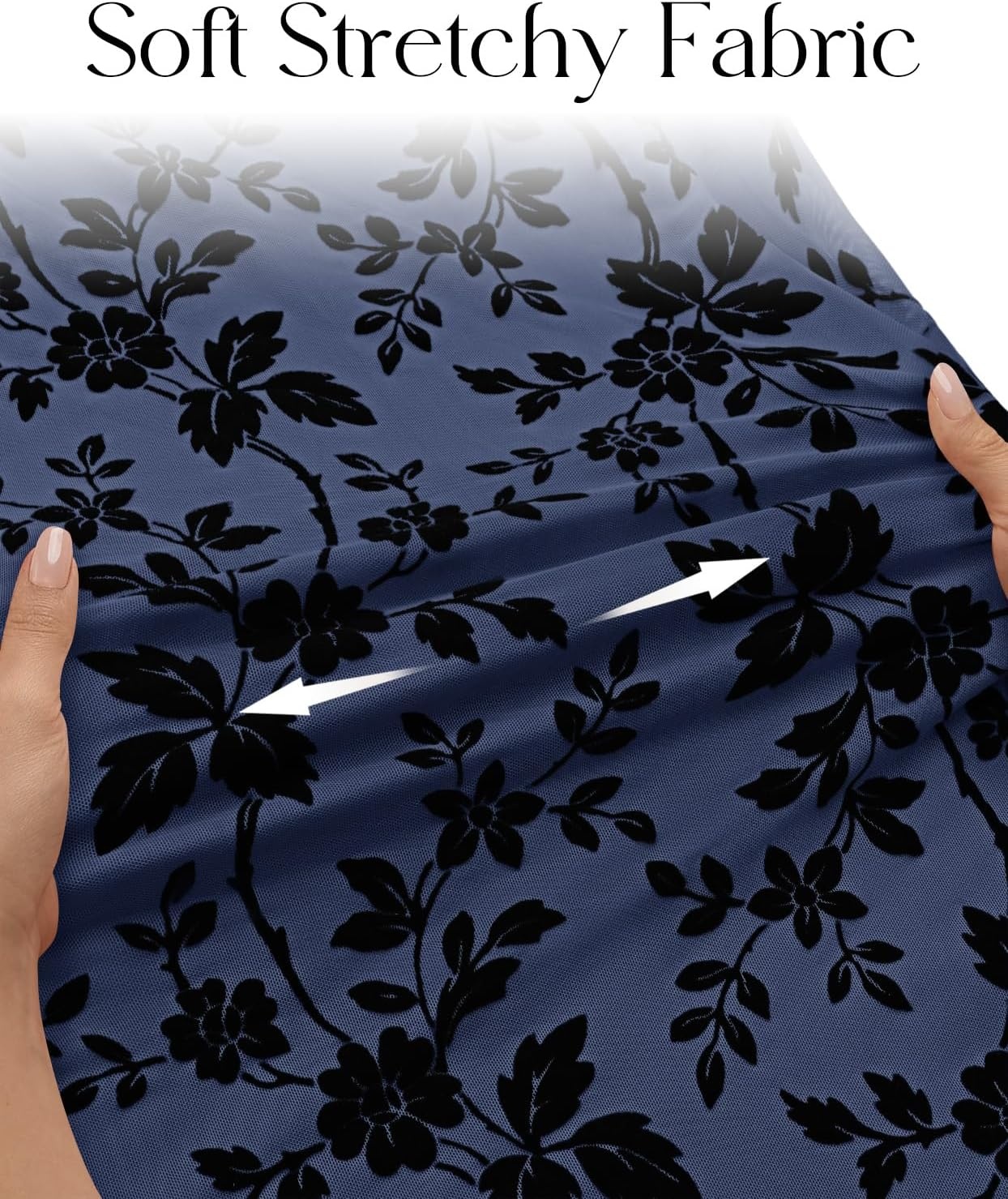 image:imageMEROKEETY Womens Fall Long Sleeve Floral Mesh Blouse Top 2026 Dressy CasualNavy