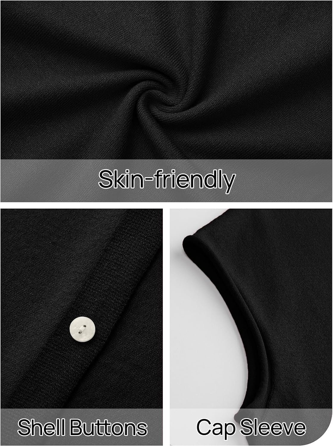 image:imageMEROKEETY Womens Summer Cap Short Sleeve Sweater Vest 2026 Trendy TopsBlack