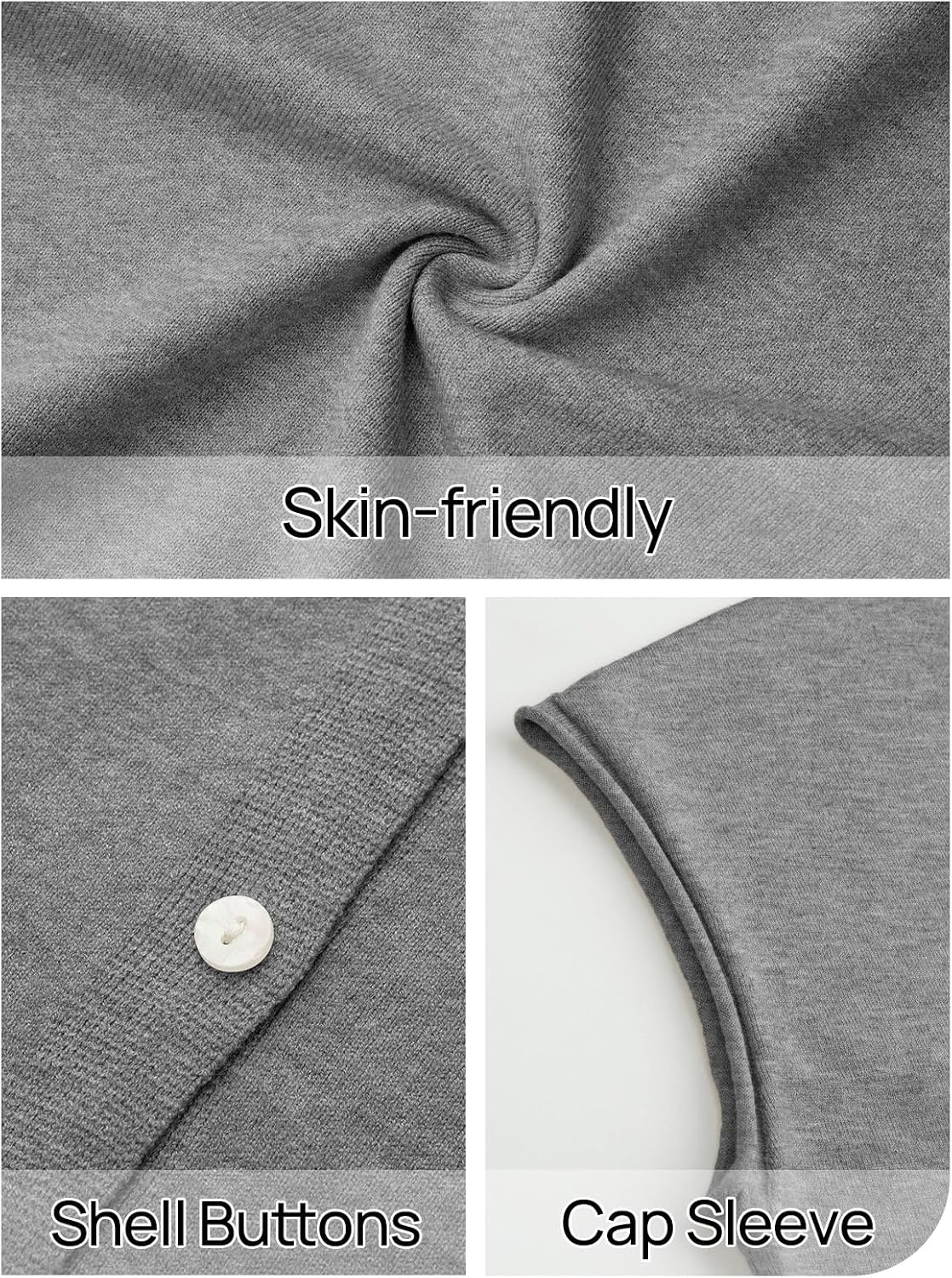 image:imageMEROKEETY Womens Summer Cap Short Sleeve Sweater Vest 2026 Trendy TopsGrey