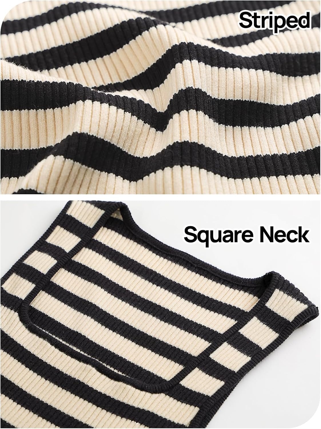 image:imageMEROKEETY Womens Summer Square Neck Tank TopsBeige