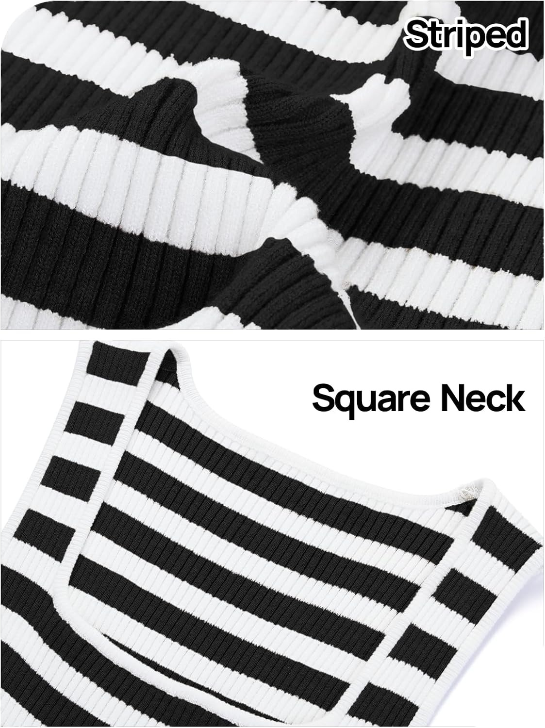 image:imageMEROKEETY Womens Summer Square Neck Tank TopsBlack