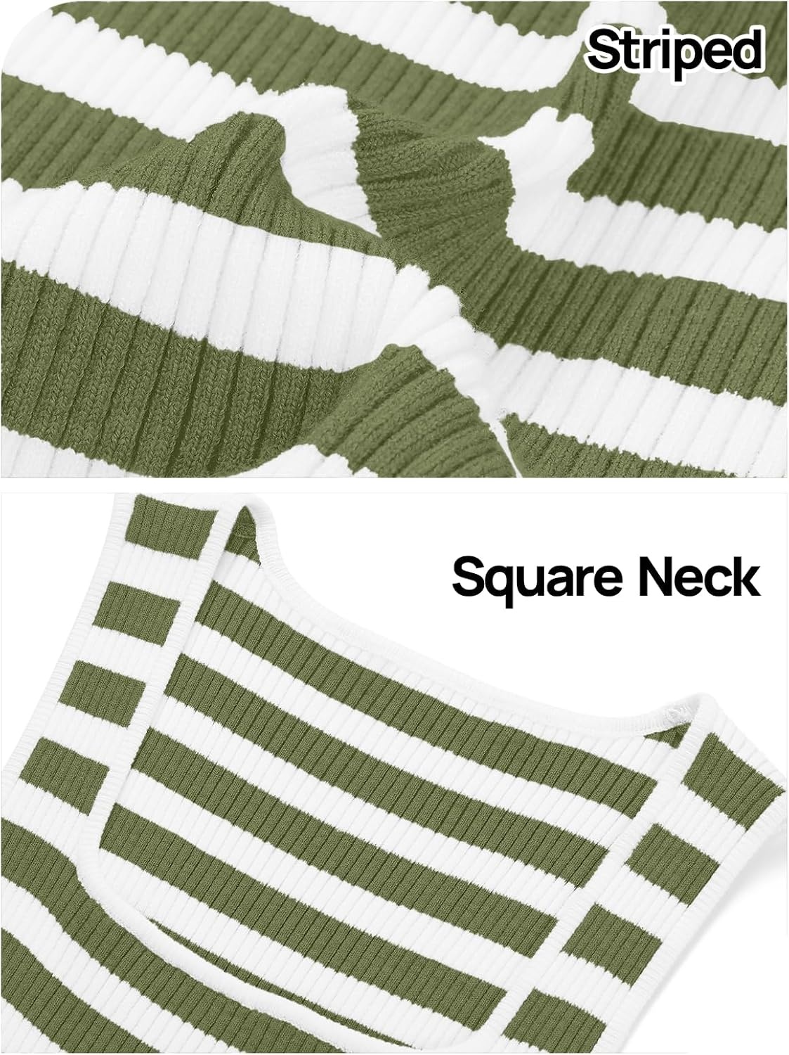 image:imageMEROKEETY Womens Summer Square Neck Tank TopsGreen