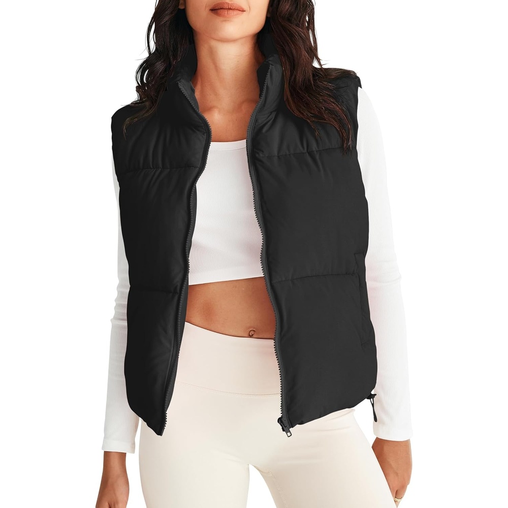 image:imageMEROKEETY Puffer Vest Women 2026 Fall Winter Sleeveless CoatBlack