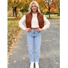 MEROKEETY Puffer Vest Women 2026 Fall Winter Sleeveless Coat(Brown)
