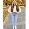 MEROKEETY Puffer Vest Women 2026 Fall Winter Sleeveless Coat(Coffee)