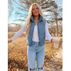 MEROKEETY Puffer Vest Women 2026 Fall Winter Sleeveless Coat(Dustyblue)