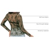 MEROKEETY Women Lace Mesh Sheer Long Sleeve Crew Neck Top Blouse Shirt 2026(Green)