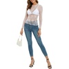 MEROKEETY Women Lace Mesh Sheer Long Sleeve Crew Neck Top Blouse Shirt 2026(White)