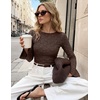 MEROKEETY Women’s 2026 Boat Neck Bell Sleeve Going Out Tops(Coffee)
