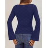 MEROKEETY Women’s 2026 Boat Neck Bell Sleeve Going Out Tops(Navy)