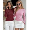 MEROKEETY Women’s 2026 Boat Neck Bell Sleeve Going Out Tops(Pink)