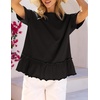 MEROKEETY Women’s 2026 Summer Short Sleeve Peplum Casual Ruffle Tops(Black)