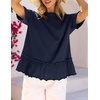 MEROKEETY Women’s 2026 Summer Short Sleeve Peplum Casual Ruffle Tops(Navy)