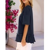 MEROKEETY Women’s 2026 Summer Short Sleeve Peplum Casual Ruffle Tops(Navy)