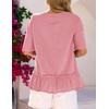 MEROKEETY Women’s 2026 Summer Short Sleeve Peplum Casual Ruffle Tops(Pink)