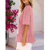 MEROKEETY Women’s 2026 Summer Short Sleeve Peplum Casual Ruffle Tops(Pink)