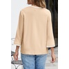 MEROKEETY Women’s 3/4 Length Sleeve Tops Dressy Casual Crew Neck Loose Trendy Spring Blouses T Shirts(Apricot)
