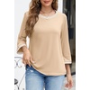 MEROKEETY Women’s 3/4 Length Sleeve Tops Dressy Casual Crew Neck Loose Trendy Spring Blouses T Shirts(Apricot)
