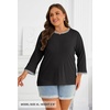 MEROKEETY Women’s 3/4 Length Sleeve Tops Dressy Casual Crew Neck Loose Trendy Spring Blouses T Shirts(Black)