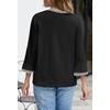 MEROKEETY Women’s 3/4 Length Sleeve Tops Dressy Casual Crew Neck Loose Trendy Spring Blouses T Shirts(Black)