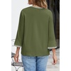 MEROKEETY Women’s 3/4 Length Sleeve Tops Dressy Casual Crew Neck Loose Trendy Spring Blouses T Shirts(Green)