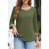 MEROKEETY Women’s 3/4 Length Sleeve Tops Dressy Casual Crew Neck Loose Trendy Spring Blouses T Shirts(Green)