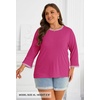 MEROKEETY Women’s 3/4 Length Sleeve Tops Dressy Casual Crew Neck Loose Trendy Spring Blouses T Shirts(Hot Pink)